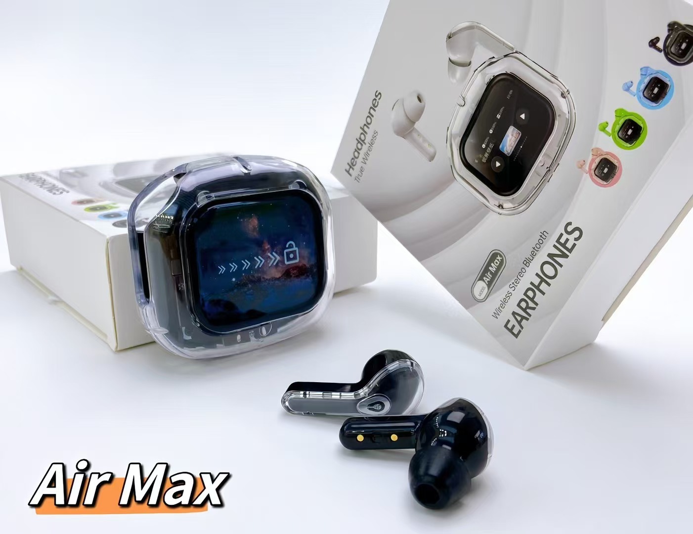 V888-ELOSUNG29799-202506131045-00 Transparent TWS Wireless Earbuds with Smart Call Noise Reduction & LED Display Case - Bluetooth 5.4(black) - Image 1