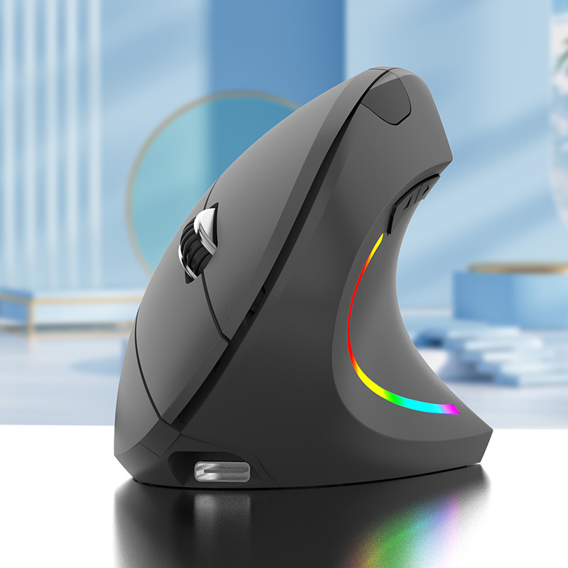 V888-ELOSUNG29828-202506190641-00 Ergonomic Vertical Wireless Mouse - 2.4G/Bluetooth, Rechargeable, RGB Light, 4 DPI Levels(grey) - Image 1