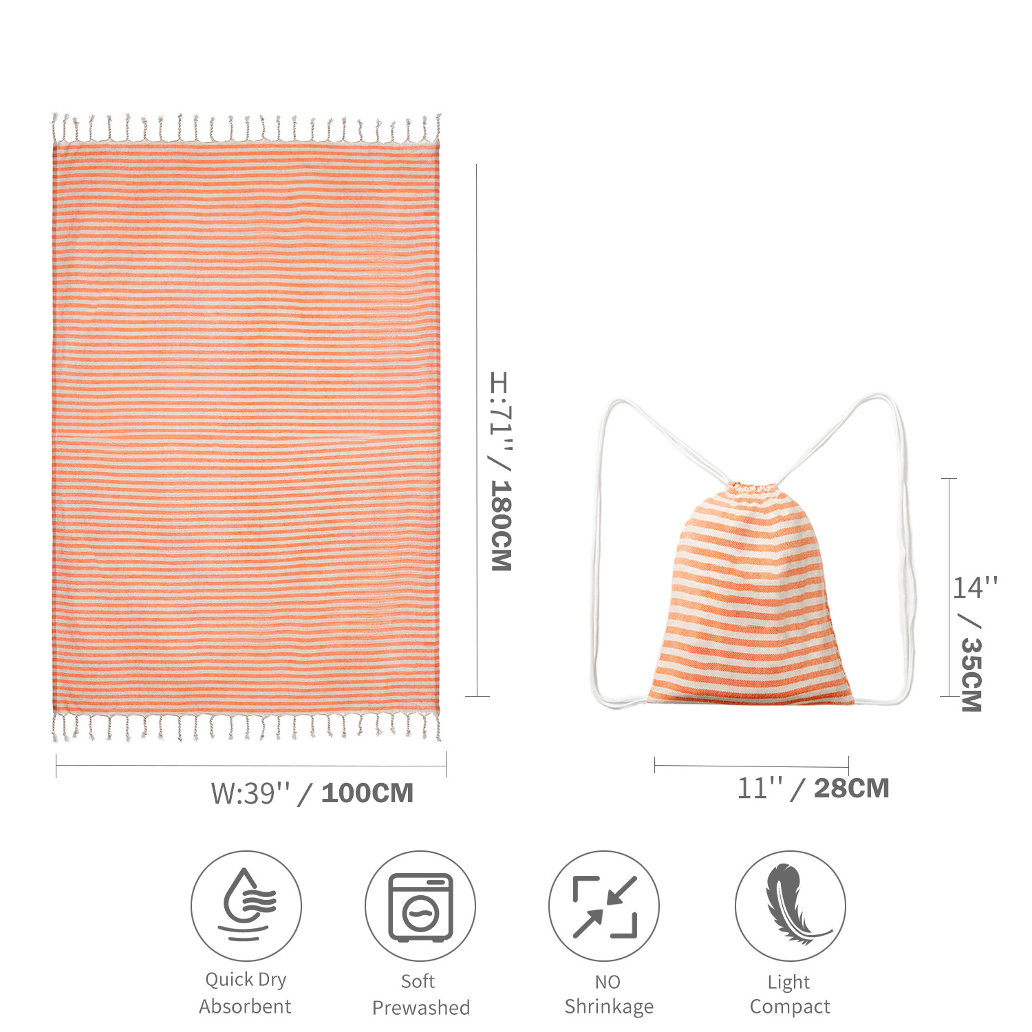 V888-ELOSUNG32025-202505261510-00 Orange Chic Lightweight Nylon Drawstring Tote Bag - Multi-Pocket Casual Shoulder & Crossbody - Image 1