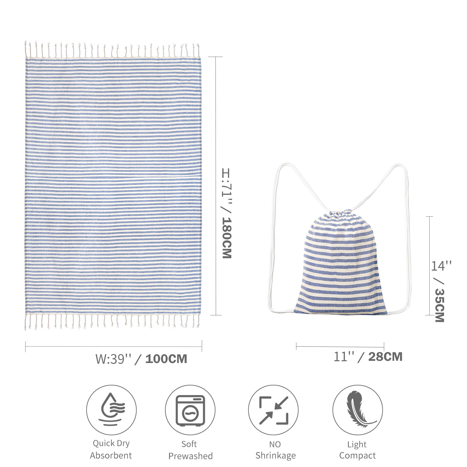 V888-ELOSUNG32026-202505261510-00 Blue Chic Lightweight Nylon Drawstring Tote Bag - Multi-Pocket Casual Shoulder & Crossbody - Image 1