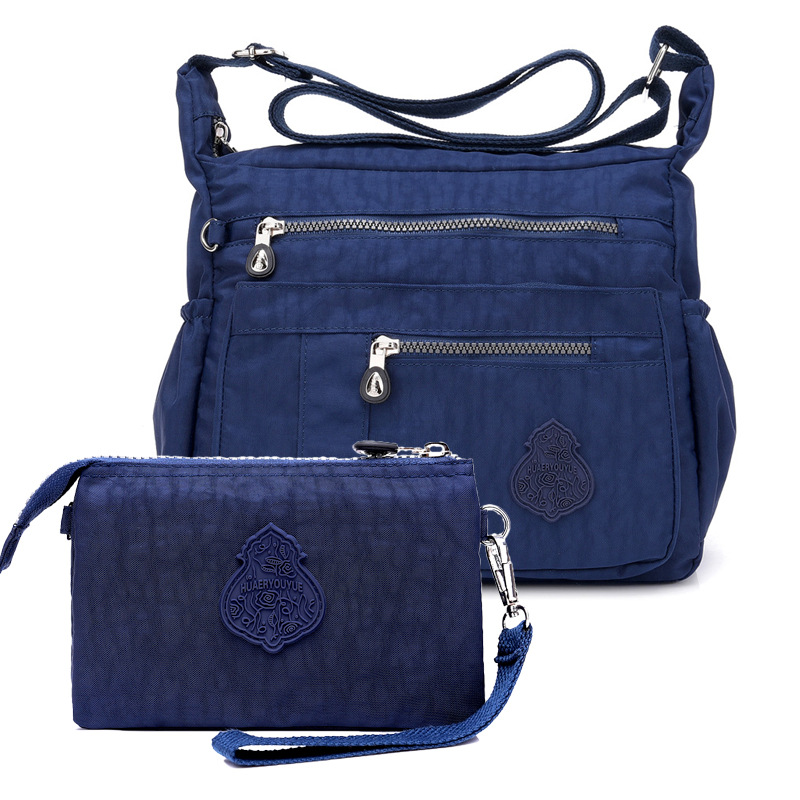 V888-ELOSUNG32059-202505261536-00 Dark Blue Versatile Womens Nylon Water-Repellent Crossbody Shoulder Bag Set with Matching Clutch Pouch - Lightweight & Multi-Pocket - Image 1