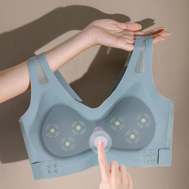 V888-ELOSUNG32382-202506190645-00 Size L Blue Wireless Electric Breast Massager Bra - 5 Modes Vibration & 3 Heat Levels for Lifting Comfort & Wellness - Image 1