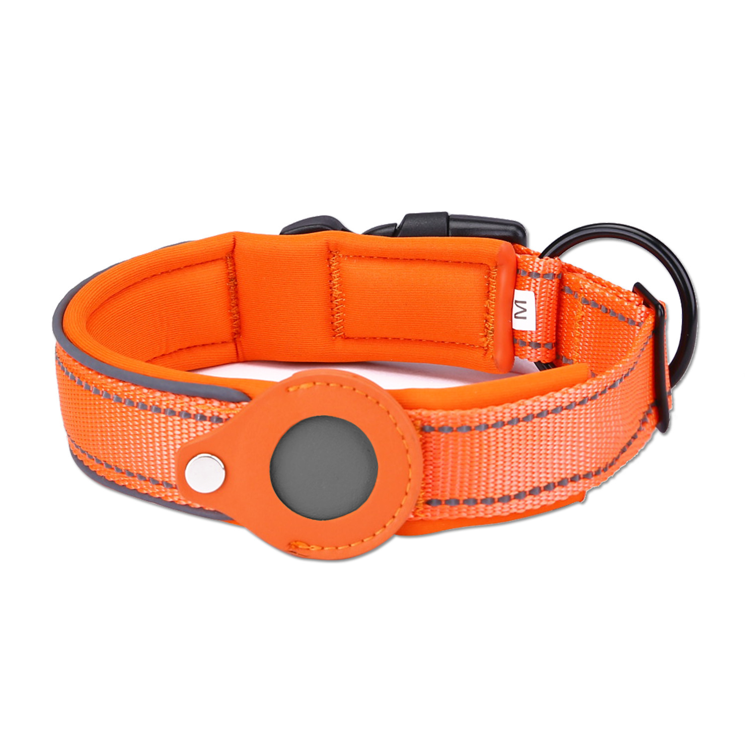 V888-ELOSUNG32684-202506301130-00 Size M Orange Reflective Adjustable Anti-Lost Pet Collar (For Apple AirTag - Collar Only, Tracker Not Included) - Image 1