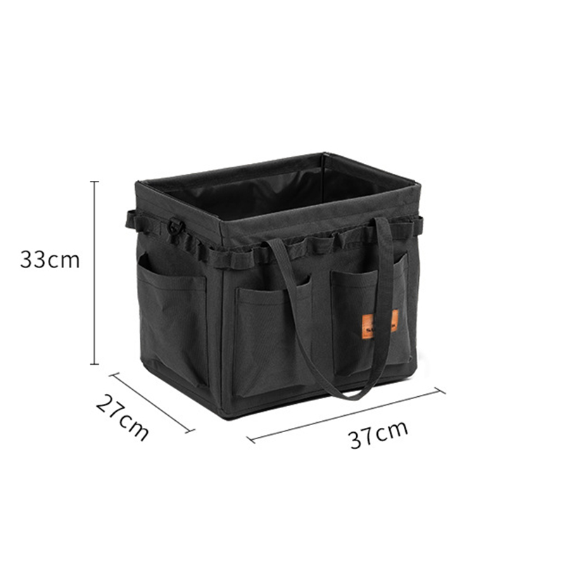 V888-ELOSUNG32737-202506301026-00 Black Heavy Duty Foldable Outdoor Camping Storage Box - Oxford Cloth Collapsible Gear Organizer Tote with Pockets - Image 1