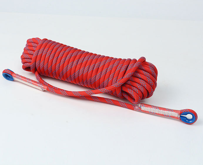 V888-ELOSUNG33166-202506101845-00 Red 10mm Double Hook Climbing Rope Set - 10m Durable Outdoor Safety Rescue Cord - Image 1