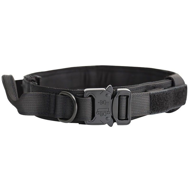 V888-ELOSUNG33491-202506250945-00 XL Black Tactical Dog Collar - Heavy Duty Nylon Pet Collar for Medium & Large Dogs, Adjustable (3.8cm Width) - Image 1
