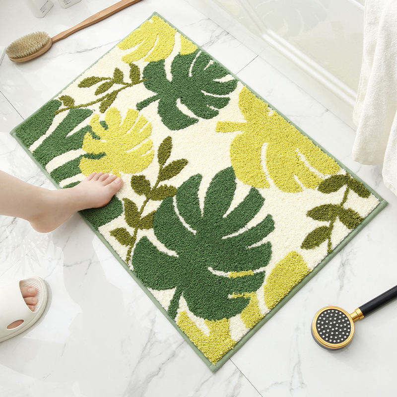V888-ELOSUNG33533-202506301035-00 Tropical Rain Forest Jacquard Bathroom Mat - Super Absorbent Non-Slip Rug (40x60cm), Toilet Floor Mat for Bathroom/Bedroom/Entryway - Image 1