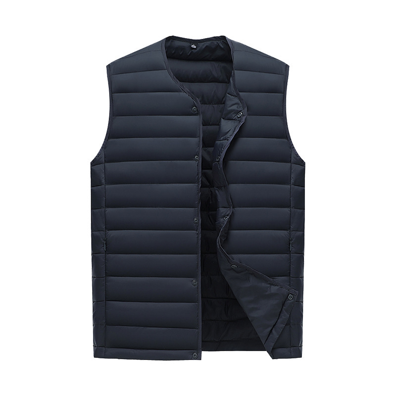 V888-ELOSUNG33578-202506301050-00 L Navy Blue Men's Lightweight Quilted Puffer Vest - Ideal Sleeveless Jacket for Winter Layering - Image 1