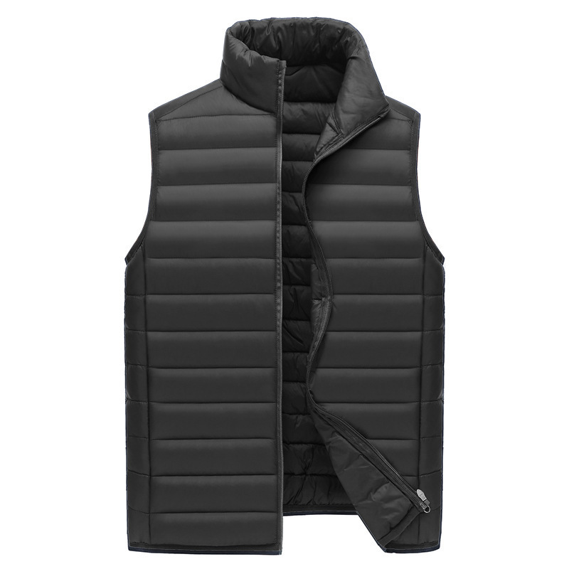 V888-ELOSUNG33600-202507021002-00 S Black Men's Lightweight Puffer Vest - Stand Collar Quilted Sleeveless Jacket for Winter - Image 1