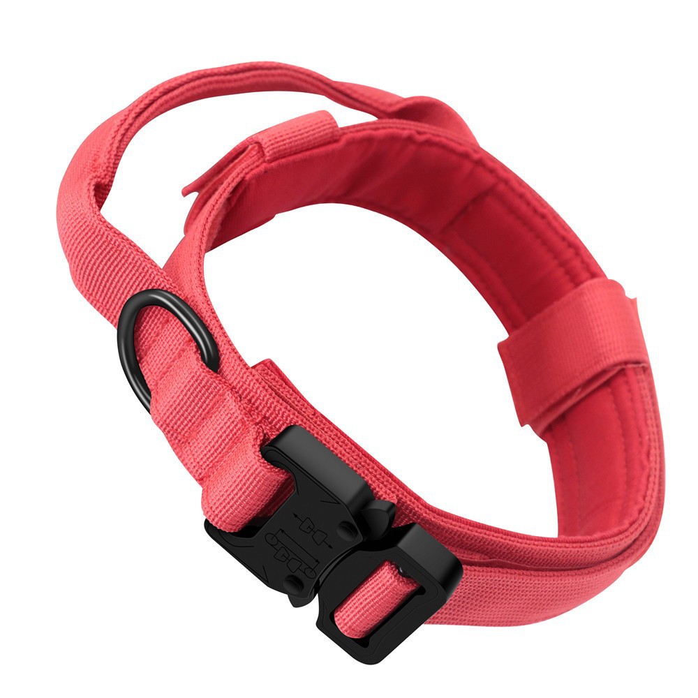 V888-ELOSUNG33691-202507041035-00 XL Red Tactical Dog Collar - Heavy Duty Nylon Pet Collar for Medium & Large Dogs, Adjustable (3.8cm Width) - Image 1