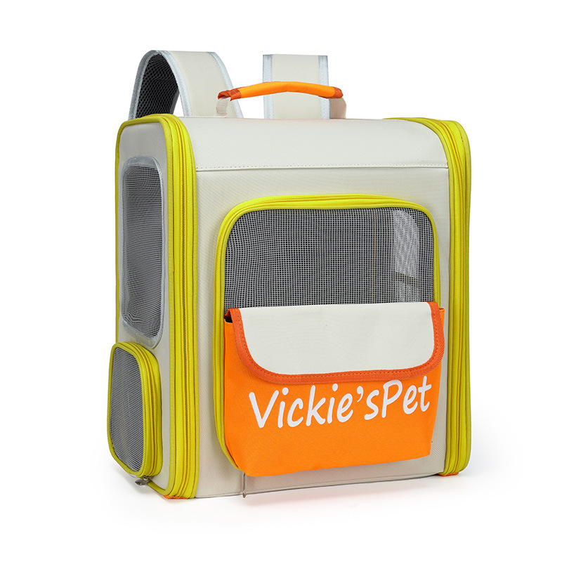 V888-ELOSUNG35418-202506301026-00 Breathable Pet Carrier Backpack - Large Capacity, Multiple Windows, Oxford Cloth(orange) - Image 1