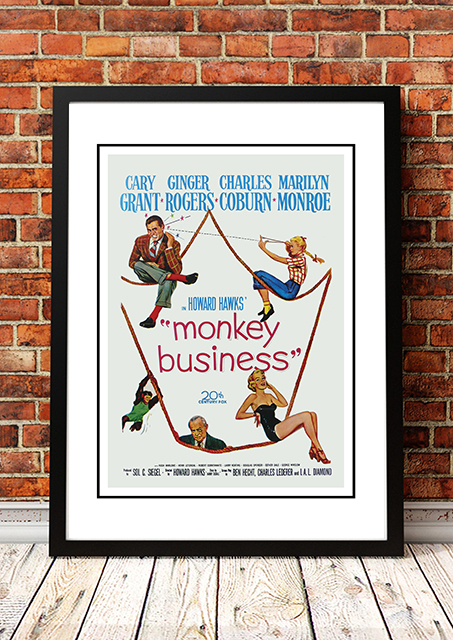 V967-MM0437-A4-202504140905-00 Marilyn Monroe ‘Monkey Business’ Framed Movie Poster! - Framed A4 - Image 1
