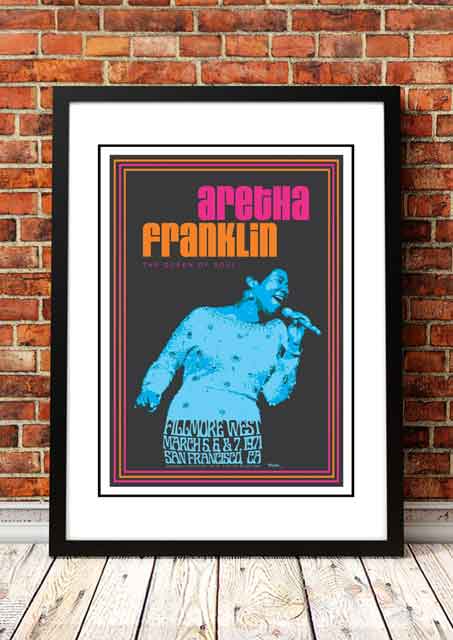 V967-SS0432-A4-202504150906-00 Aretha Franklin ‘Fillmore West’ San Francisco, USA Concert Poster 1971 - Framed A4 - Image 1
