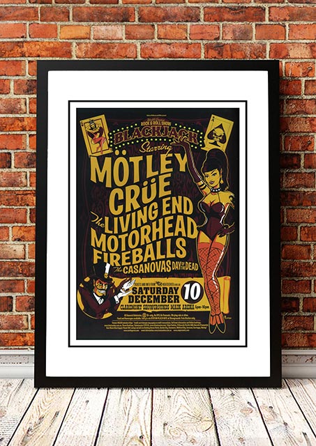 V967-SS0459-A4-202504150926-00 Motley Crue 'Blackjack’ Perth, Australia Concert Poster 2005 - Framed A4 - Image 1