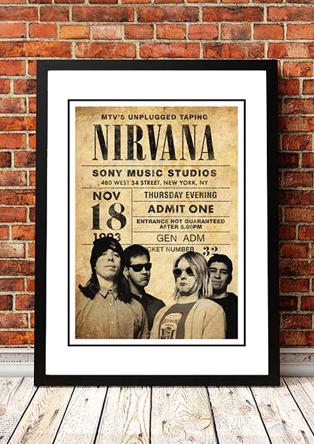 V967-SS0460-A2-202504150927-00 Nirvana ‘MTV Unplugged’ New York, USA Pop Art Print 1993 - Framed A3 - Image 1