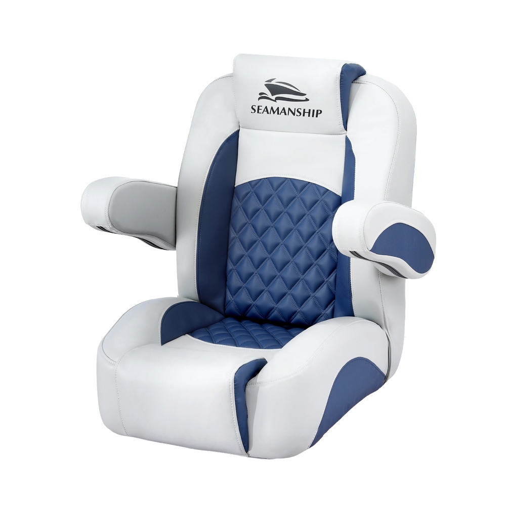 BS-B-ARMREST-BL-202508291248-00 Seamanship Reclining Captain Boat Seat 90°-155° Recline, 19cm Thick Cushion - Image 1