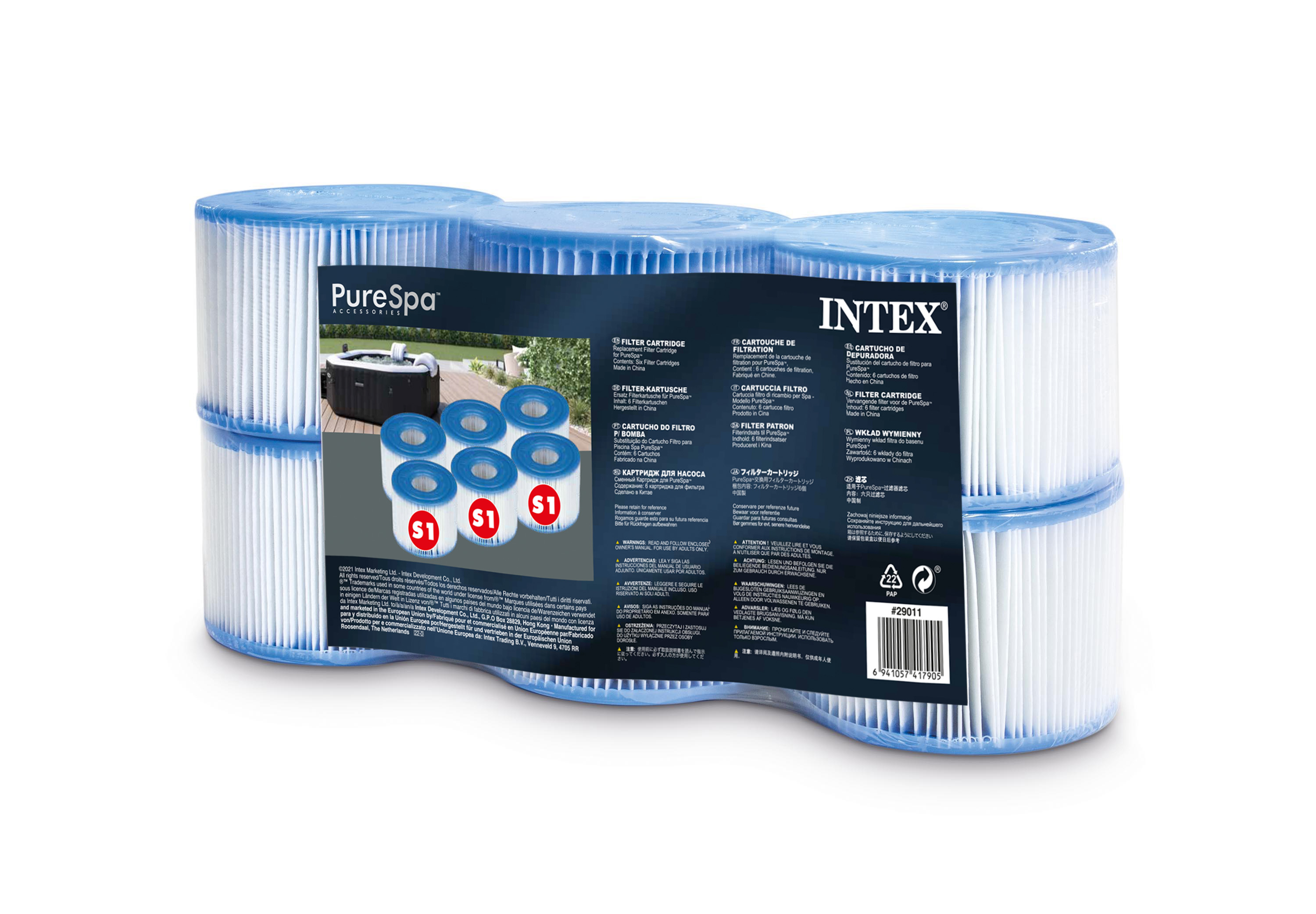 V1032-IXSPAFILT6-29011-202508200921-00 Intex Spa S1 Replacement Filter Cartridges 6 Pack 29011 - Image 1