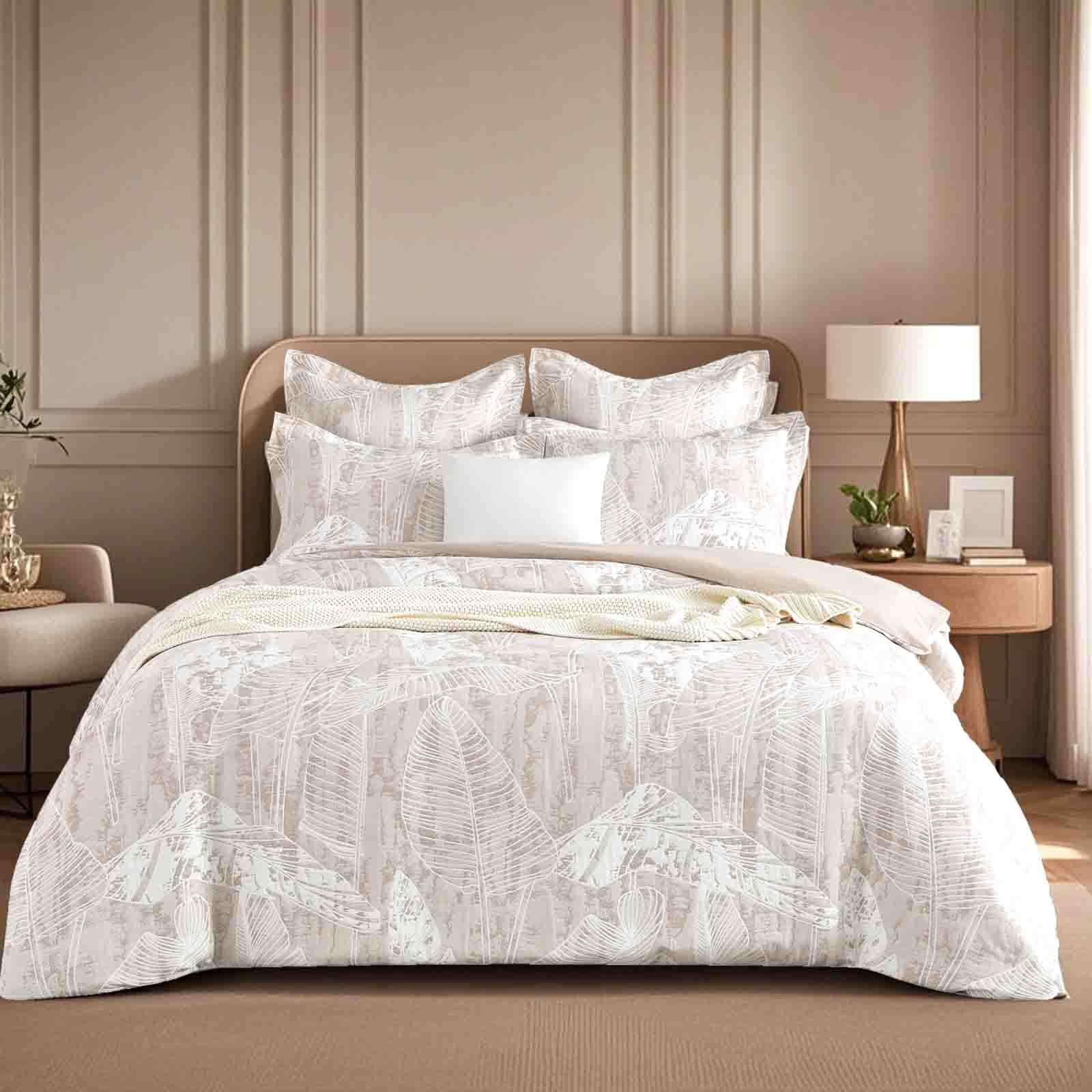V107-SH331400-202507251007-00 Panache Wood Jacquard Super King Quilt Cover Set by Renee Taylor - Image 1