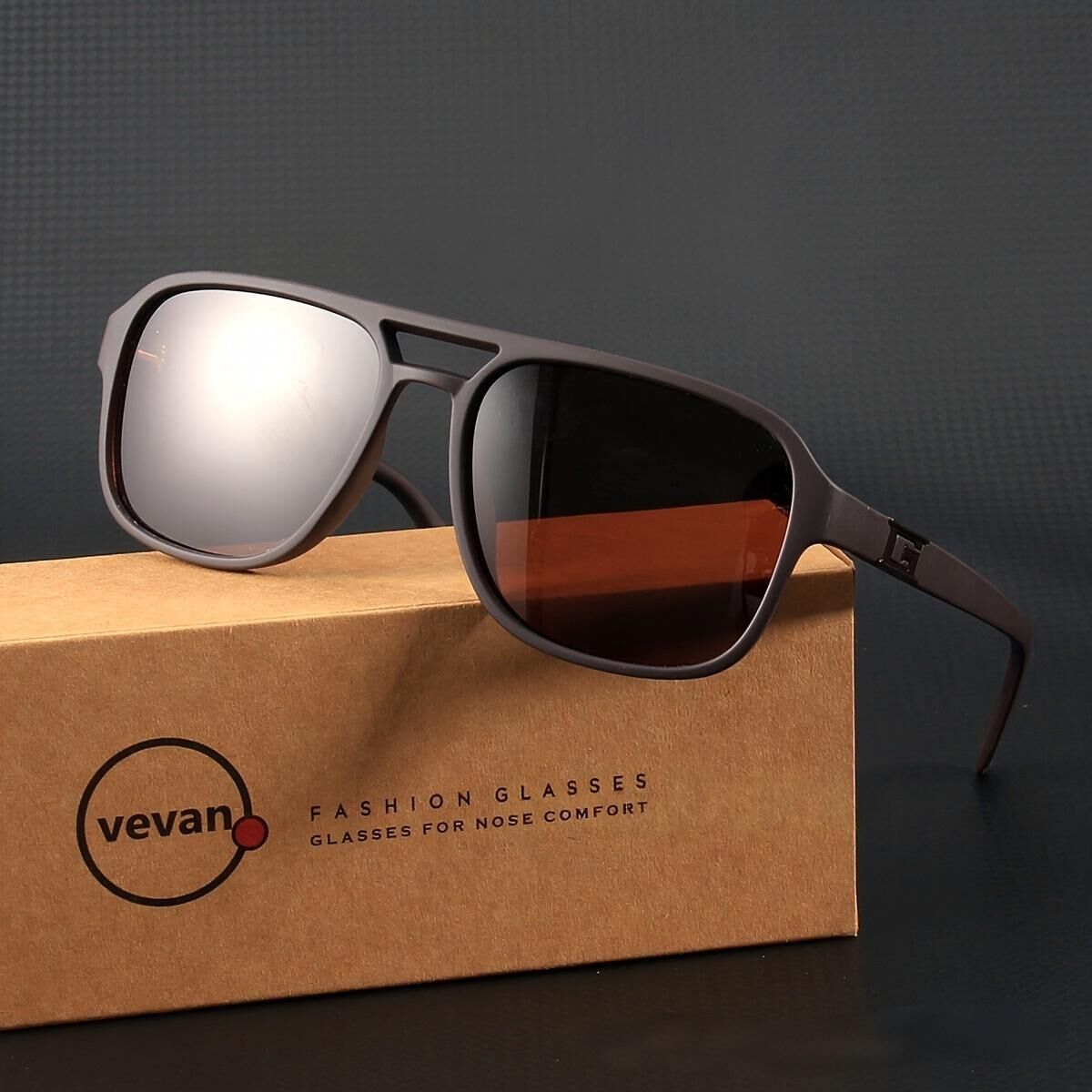 V1107-MJ001-DARKBROWN-202509171147-00 "Retro trend" classic box sunglasses-modified face, with no pressure, out of the street focus! - Image 1