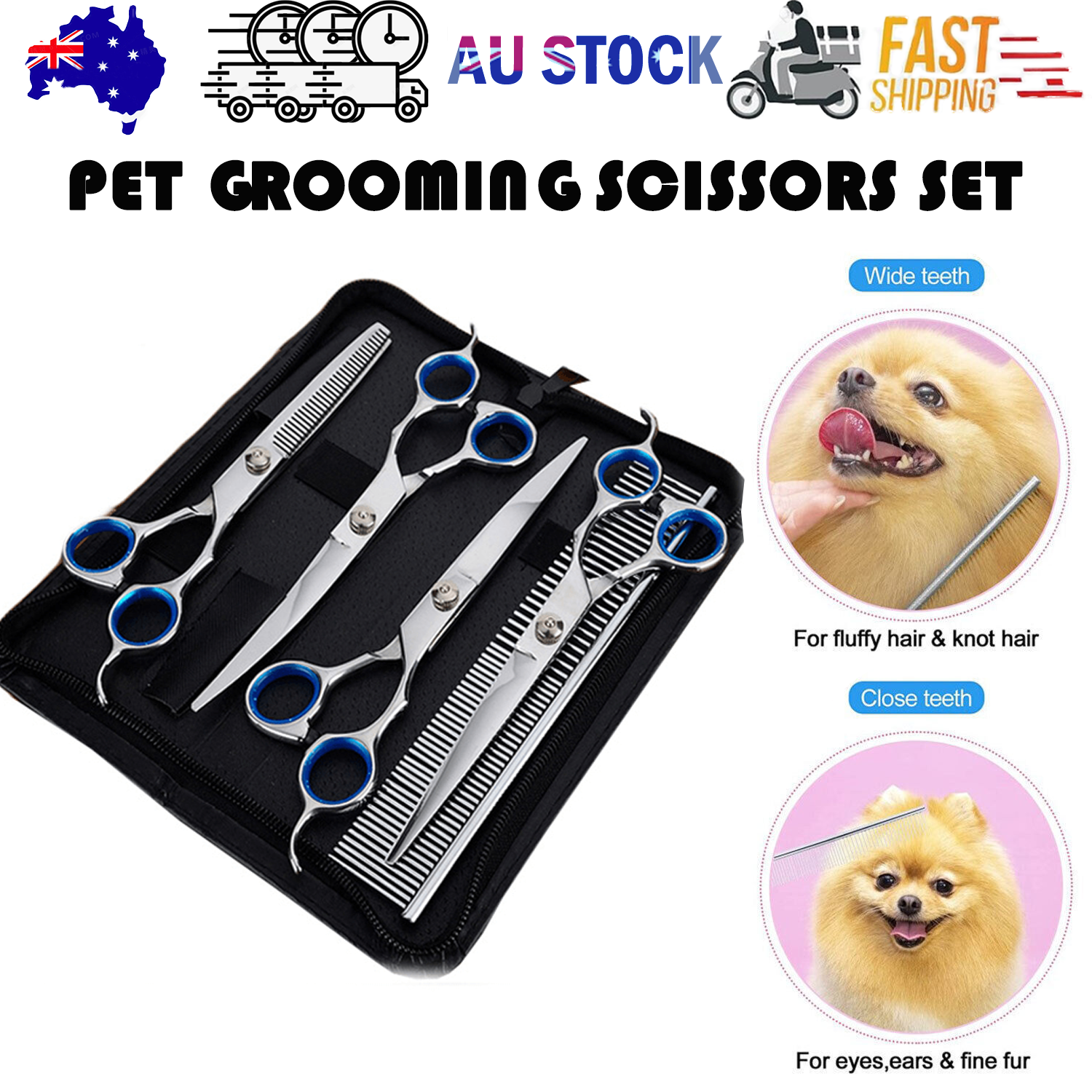 V201-W13054736-202507071030-00 Professional Pet Grooming Scissors Set Dog Shear Hair Cutting Curved Tool Kit - Image 1