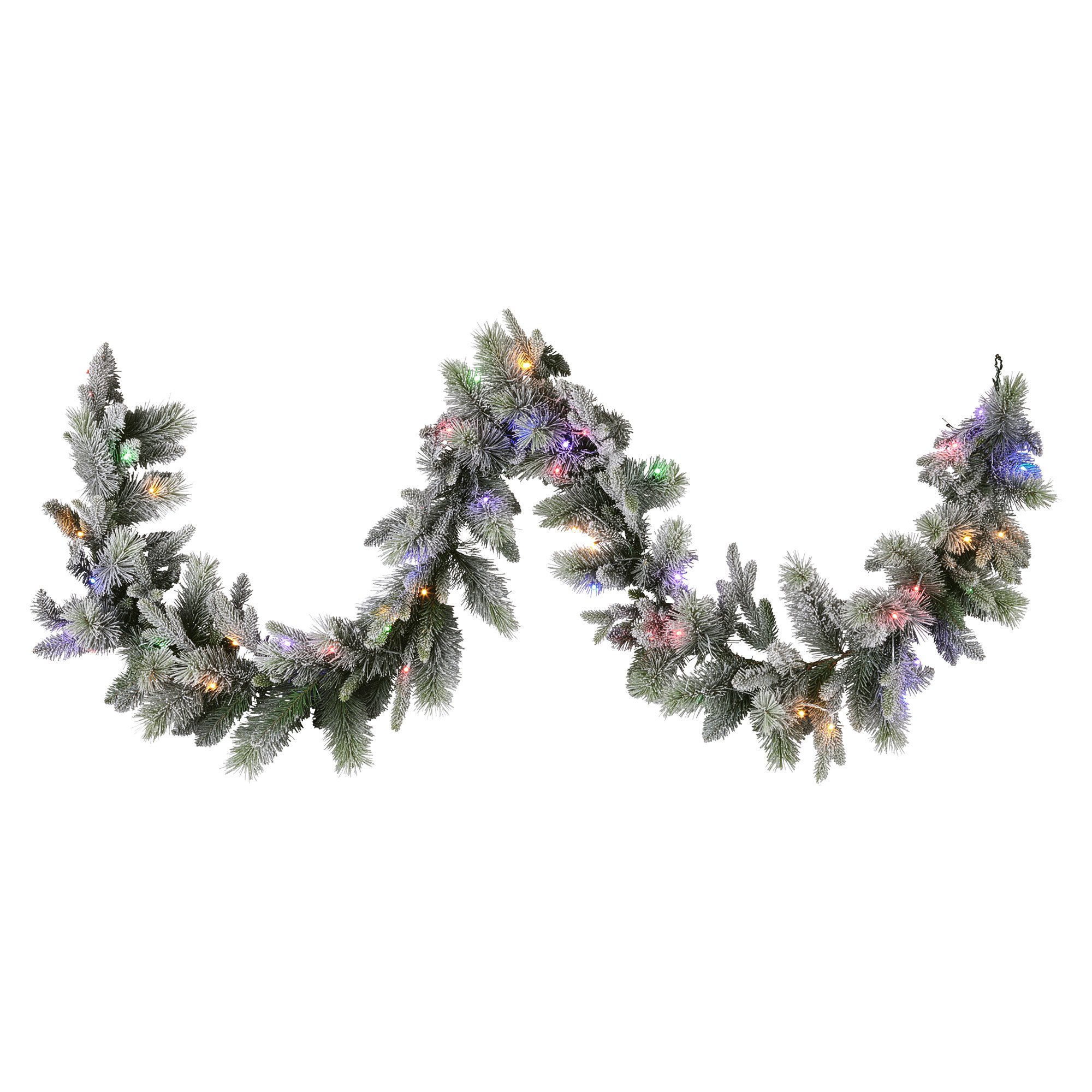 V240-112_NATSS274-202509101025-00 National Tree Company 274cm Pre Lit Snowy Stamford Spruce Battery Operated Christmas Garland w/LED Lights & Timer - Image 1
