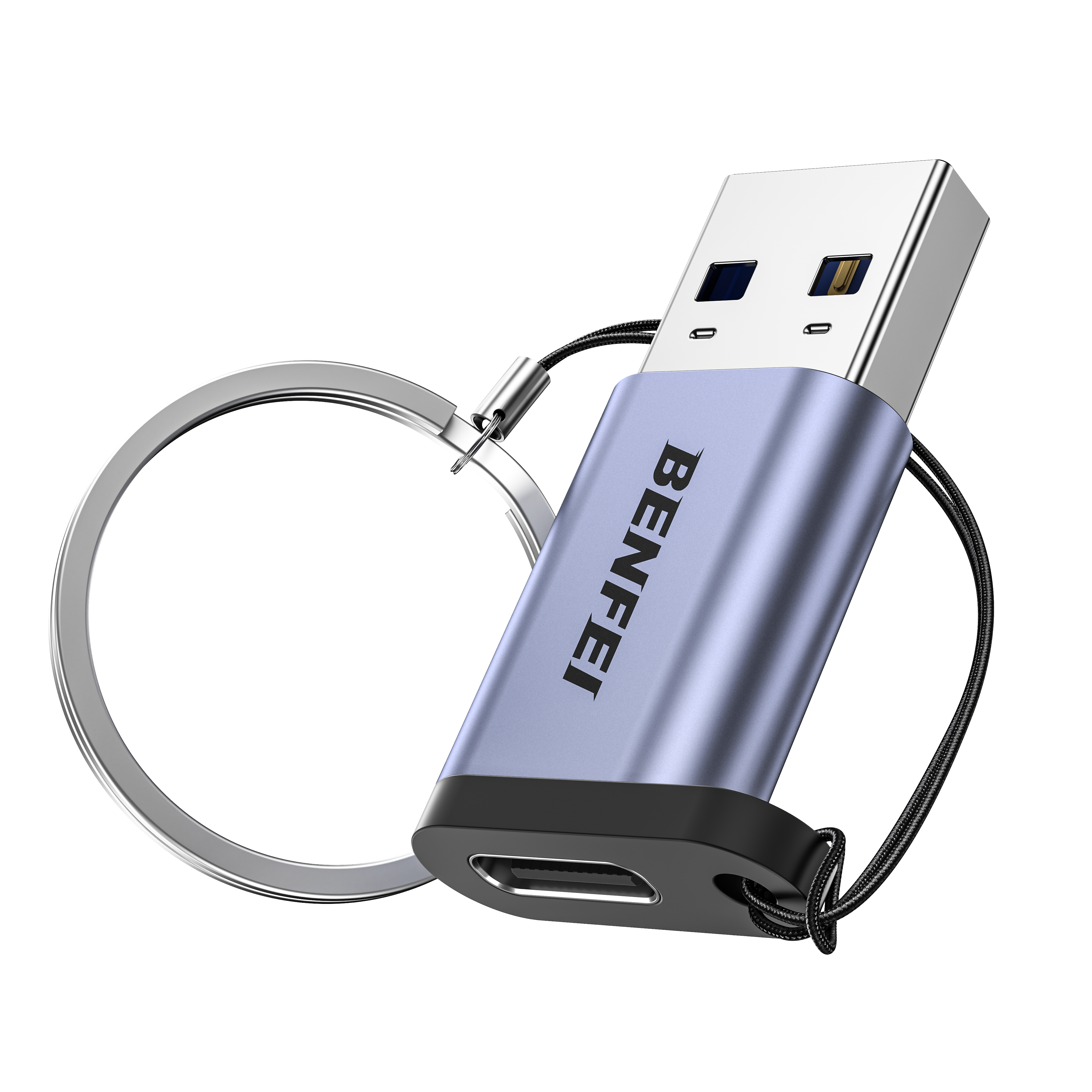 V28-ELEBEN407GY-202507301036-00 BENFEI 407GY USB Type-A to USB-C Adapter Male to Female Supporting 5V 3A Charging and 10Gbps Data Transmit - Image 1