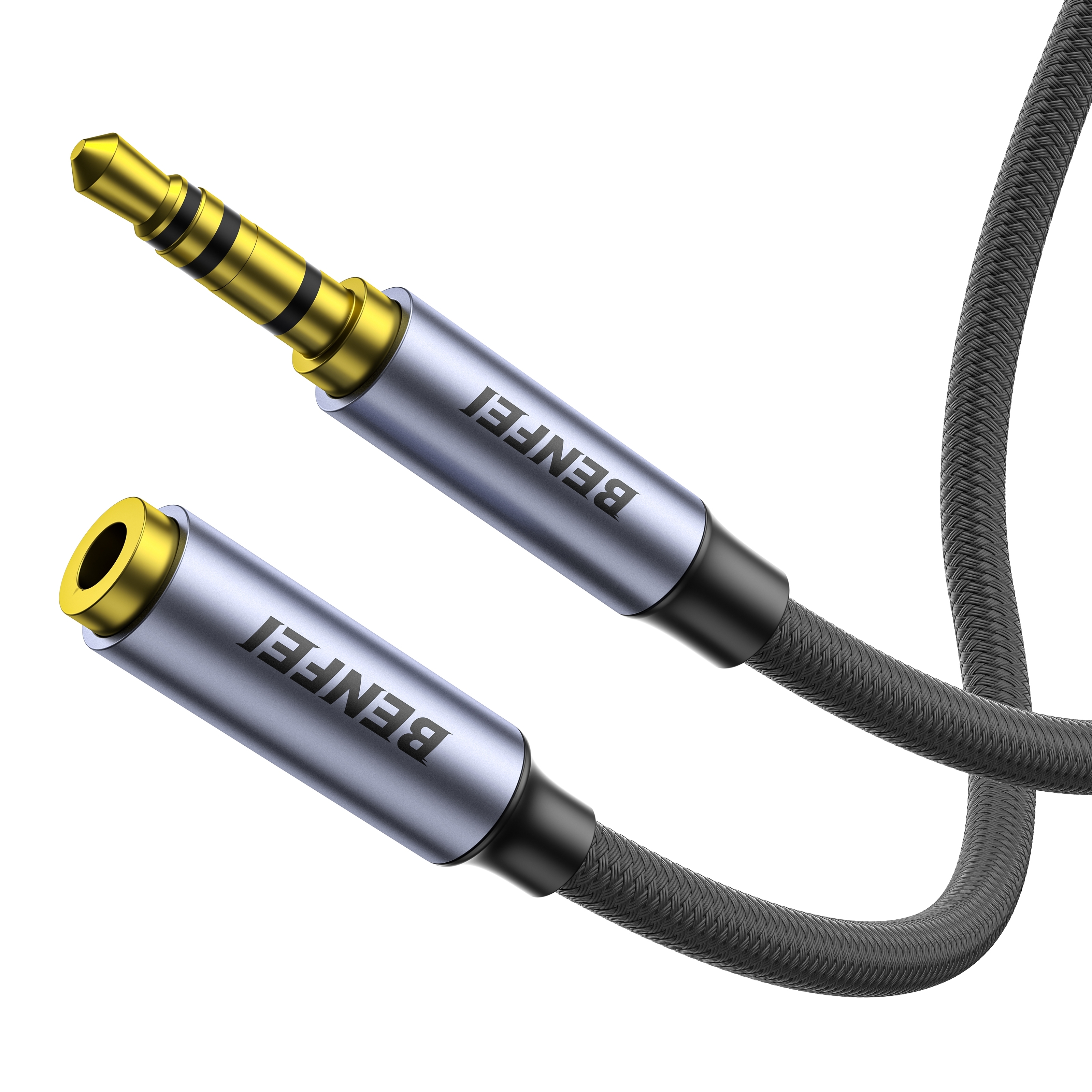 V28-ELEBEN421GY3M-202507301040-00 BENFEI 421GY 3M 3.5mm Male to Female AUX Extension Cable, TRRS 4-Pole Stereo Audio Jack Cord for Headphones, Microphone, Smartphones, PC, Laptop, Speakers - Image 1