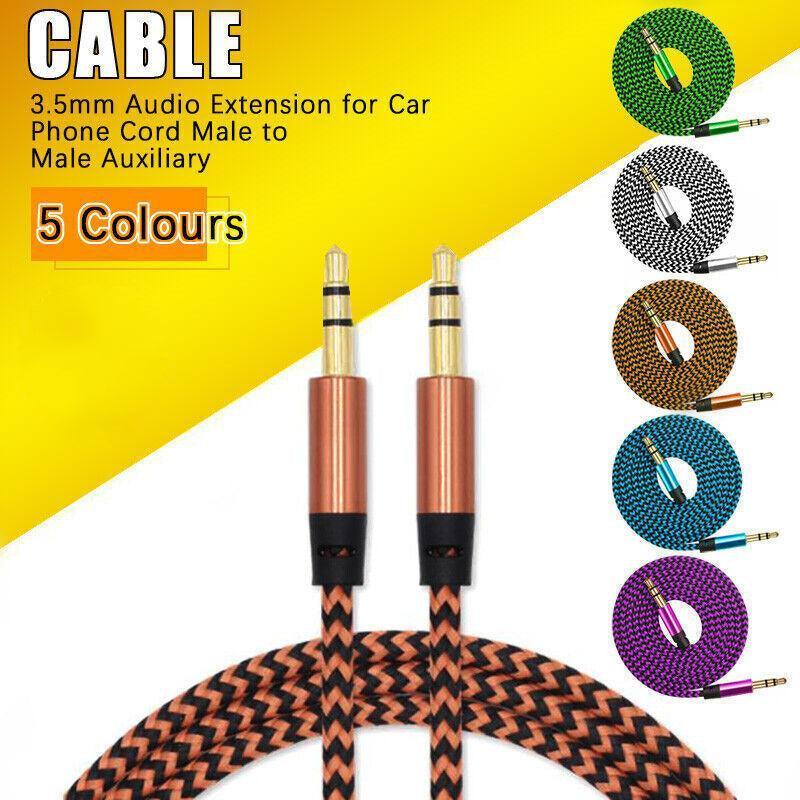 V528-9360101036799-202510010309-00 AUX Cable 3.5mm Stereo Audio Input Extension Male to Male Auxiliary Car Cord - White - Image 1