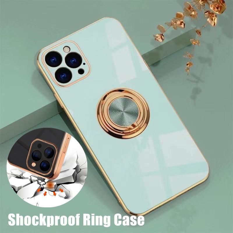 V528-9360312110455-202509302027-00 Light Cyan Luxury Shockproof Silicone Ring Case Stand Cover for iPhone 14 13 12 Pro Max - iPhone XR - Image 1