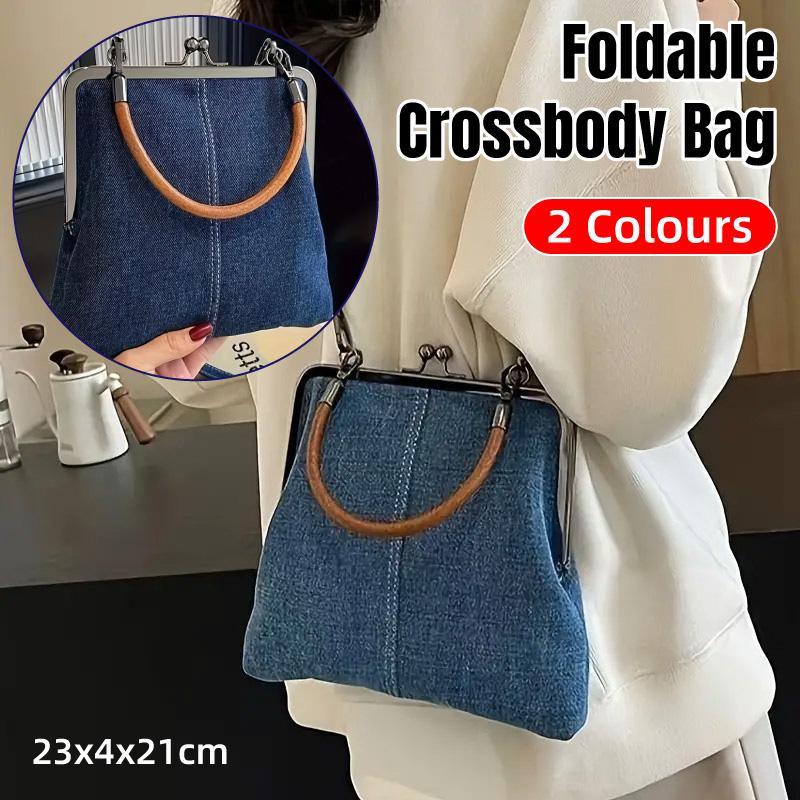 V528-BAG-LIGHT-BLUE-737917-202510010718-00 Small Handbag Women Tote Bag Cowboy Splicing Crossbody Shoulder Satchel Bag - Light Blue - Image 1