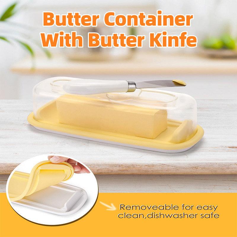 V528-BUTTER-BOX-926427-202509251620-00 Square Butter Box with Knife Cheese Storage Container Cutting Tray for Kitchen - Image 1