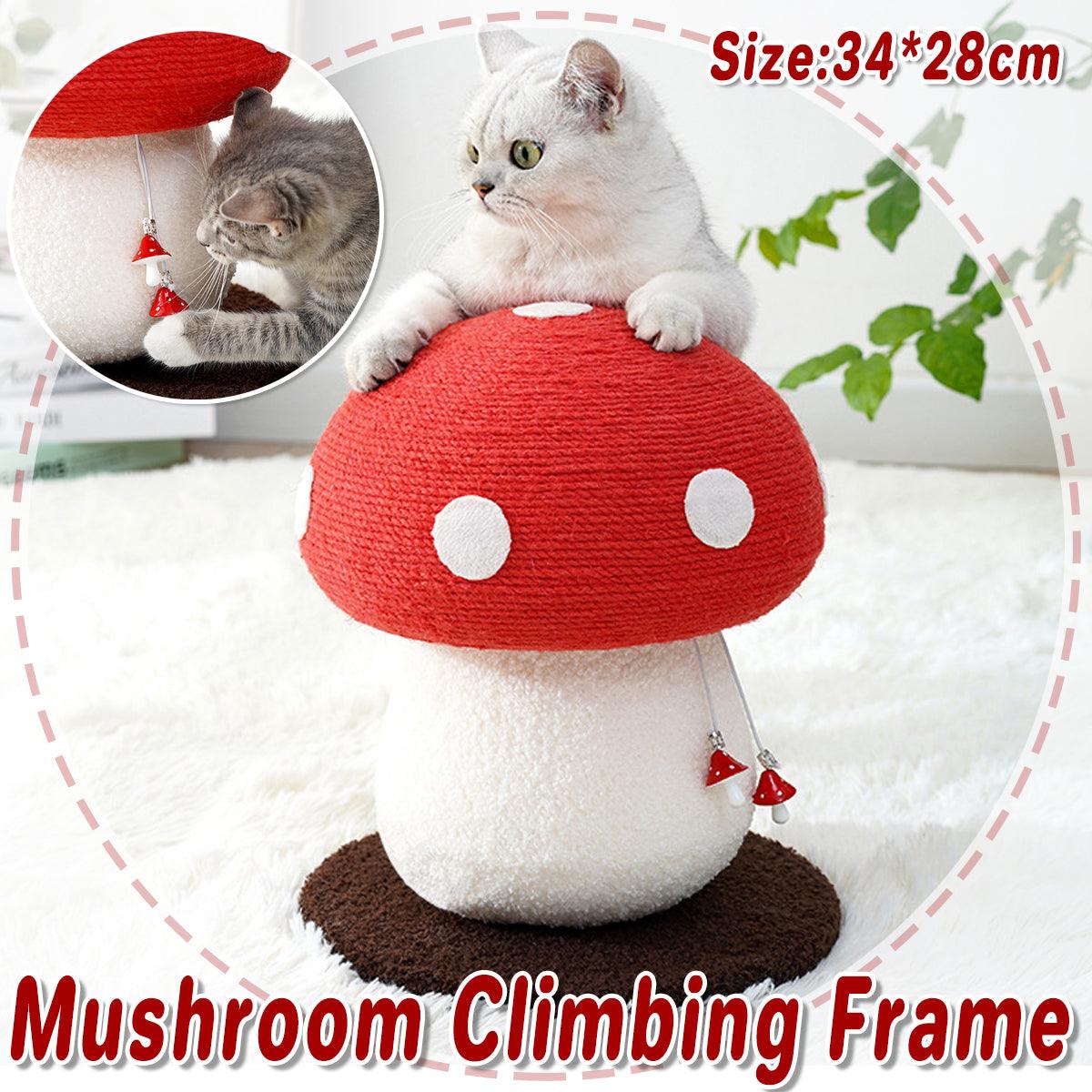 V528-CAT-CLIMBER-RED-491149-202509291437-00 Red Mushroom Cat Climbing Frame Vertical Scratching Post Board Pet Furniture - Image 1
