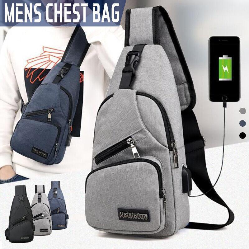 V528-CHESTBAG-GREY-678342-202510011027-00 Durable Mens Chest Bag Shoulder Backpack Man Sling Cross Body Satchel Travel Bag - Grey - Image 1