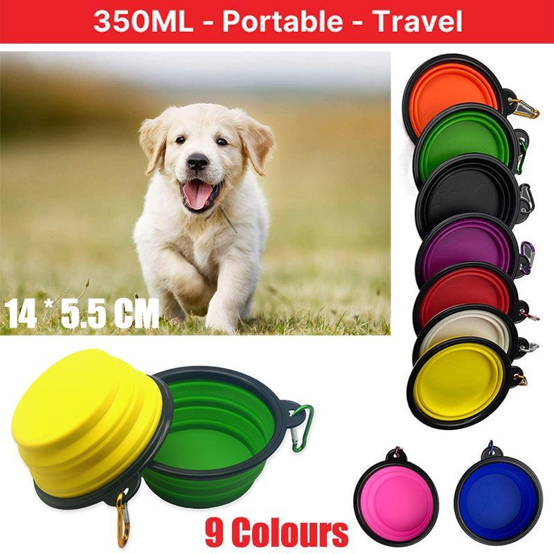V528-FOLDABLEPETBOWL-WHITE-675108-202509301918-00 Collapsible Silicone Pet Bowl for Cat Dog Portable Food and Water Feeder - White - Image 1