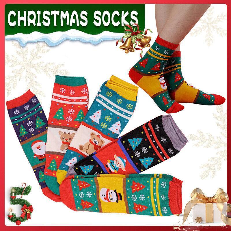 V528-GIFTSTOCK-CLOWN-127346-202510011100-00 Christmas Socks Santa Reindeer Snowman Pattern Xmas Party Gift Stockings - Clown - Image 1