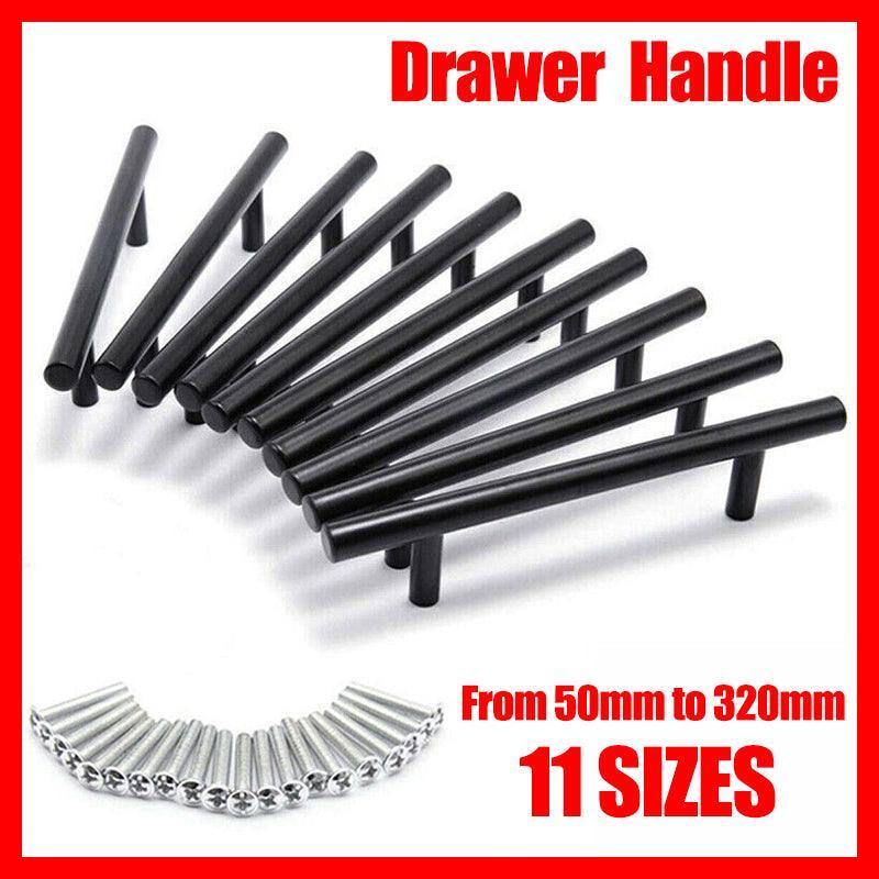 V528-HANDLE-BLACK-350-224MM-5PCS-59620-202509301654-00 5PCS Black Kitchen Cabinet Door Handles Stainless Steel Door Drawer Pull T Bar - 350mm/224mm - Image 1