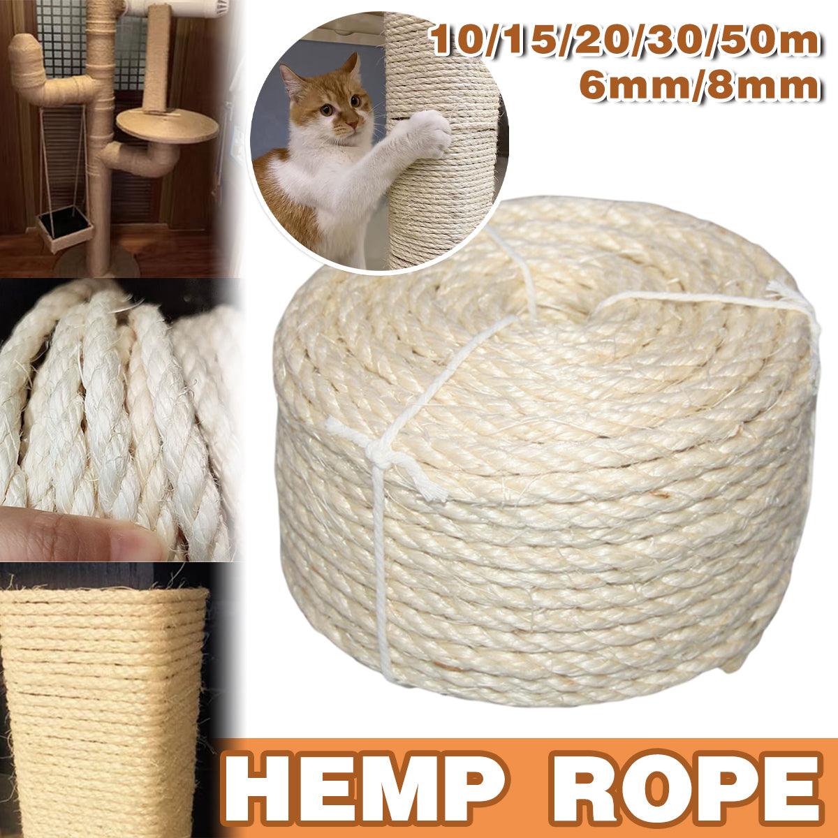 V528-HEMP-ROPE-WHITE-6-15-746606-202510010209-00 Vintage Burlap Rope Woven DIY Cat Climbing Scratch Rope 6-8mm Home Decoration - 6mm x 15m - Image 1