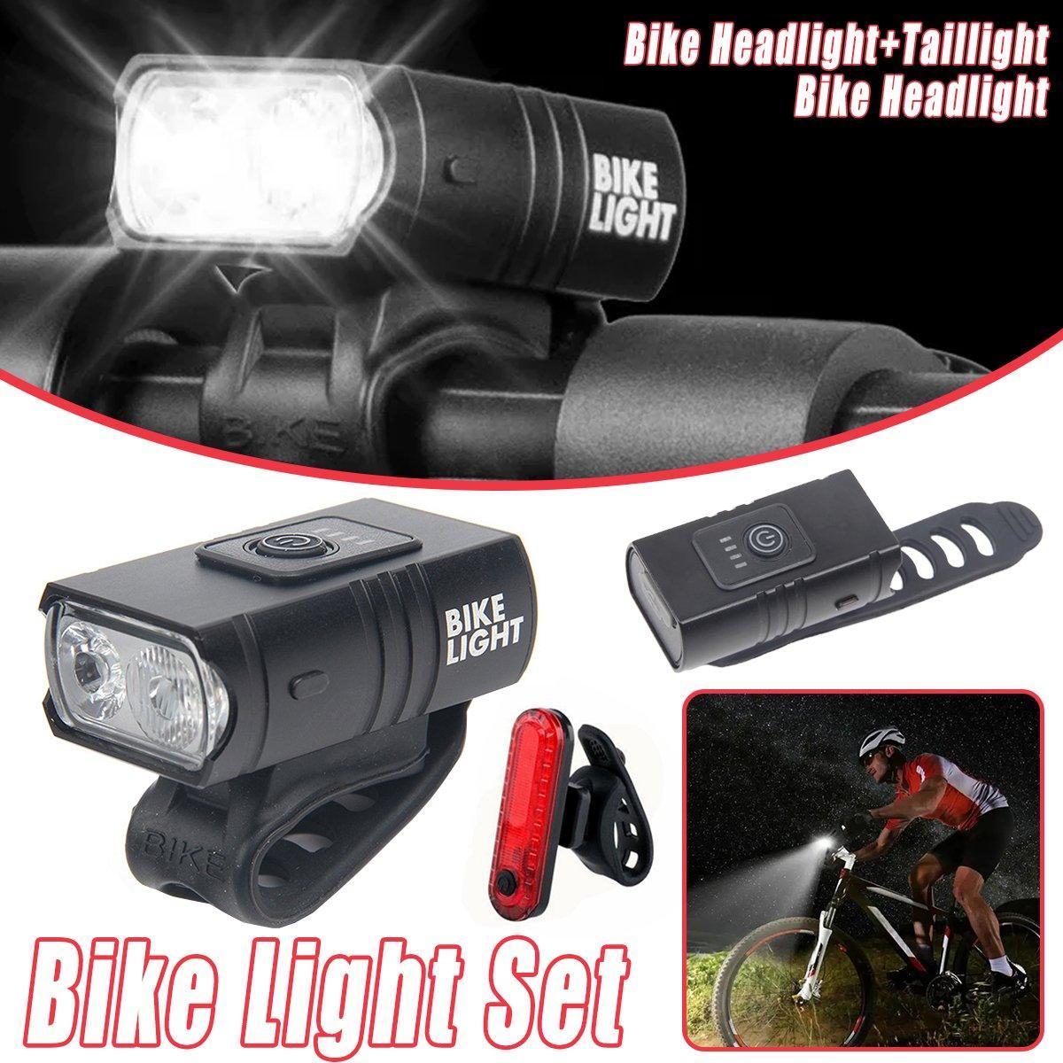 V528-LAMP-1PC-355114-202509301845-00 Bike Light Set Rechargeable LED Bicycle Lights Waterproof Front Rear Headlight - Bike Headlight - Image 1