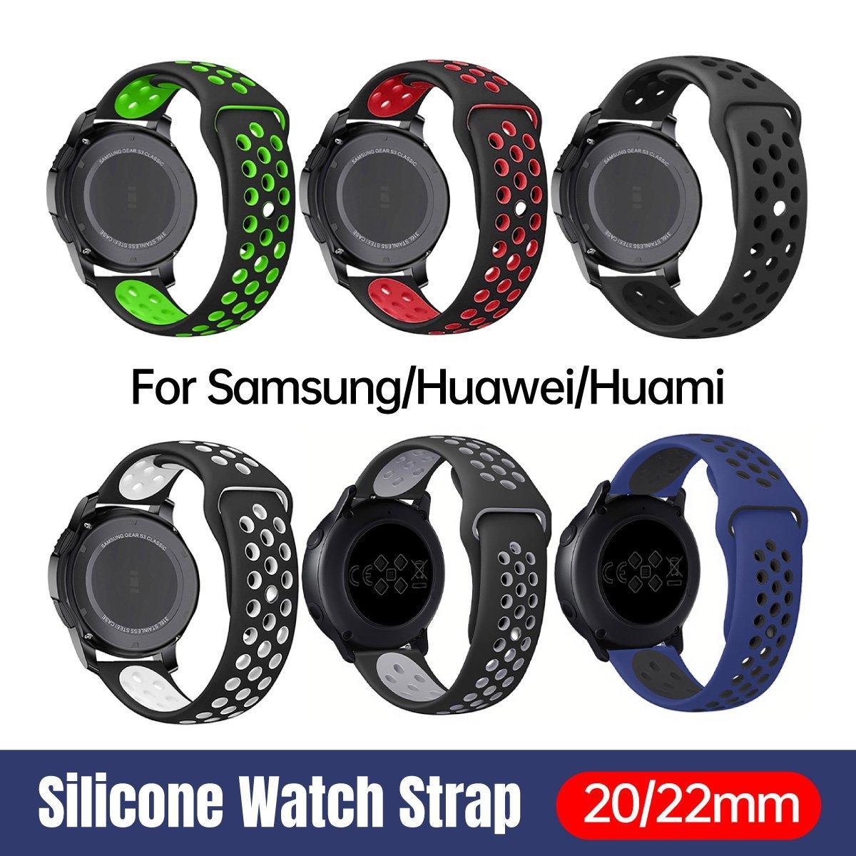 V528-SILICONE-STRAP-22MM-WHITE-354363-202510010718-00 22mm 20mm Silicone Sports Watch Band for Samsung Huawei Huami Two-Tone Strap - 22mm-White - Image 1