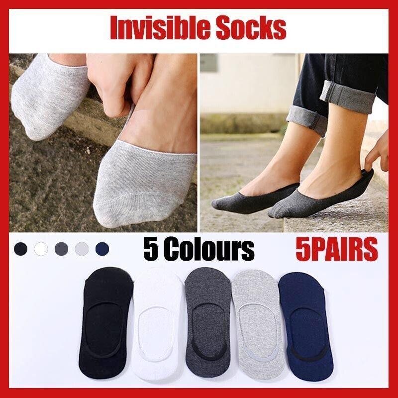 V528-SOCKS-5PCS-DARKGREY-76380-202510010745-00 5 Pairs No Show Liner Socks Non Slip Cotton Low Cut Invisible Unisex Footies - Dark Grey - Image 1