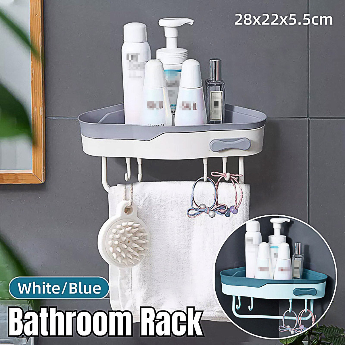 V528-STORAGE-WHITE-306912-202509301645-00 Bathroom Corner Shower Shelf Shampoo Soap Caddy Holder Rack Storage Organiser - White - Image 1
