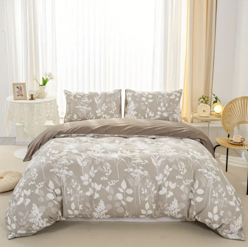 V535-QC-CANVAS-FLEUR-S-202508221320-00 Dreamfields - Canvas Fleur Quilt Cover Set - (2pcs, Single Size) - Image 1