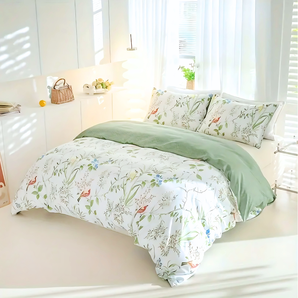 V535-QC-GREEN-ROOST-S-202508221310-00 Dreamfields - Green Roost Quilt Cover Set - (2pcs, Single Size) - Image 1