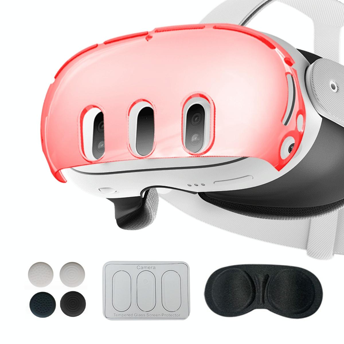 V562-1111354060DBT-202508290120-00 Glitter Protective Shell for Meta Quest 3 - 7 in 1 - 7 In 1 Ordinary Transparent Red - Image 1