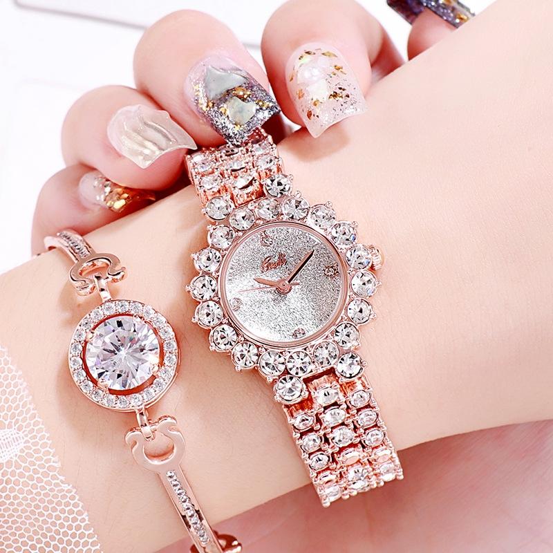 V562-B1051738550DBT-202508282136-00 Women Quartz Bracelet Watch with Diamond Accents - Rose Gold Shell White Plate - Image 1