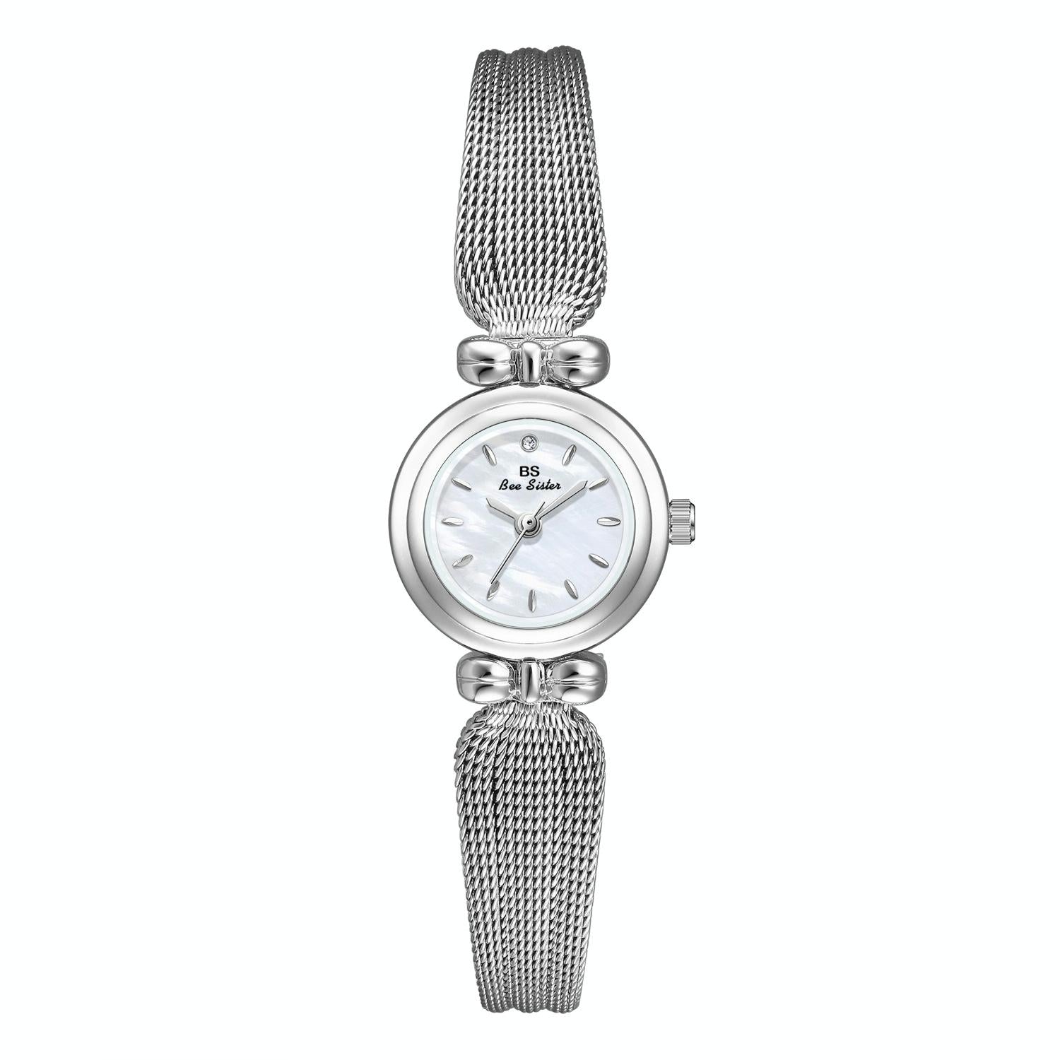 V562-B1077384060DBT-202508281241-00 Retro Butterfly Mesh Watch for Women - 22mm Stainless Steel Strap - Classic Silver - Image 1