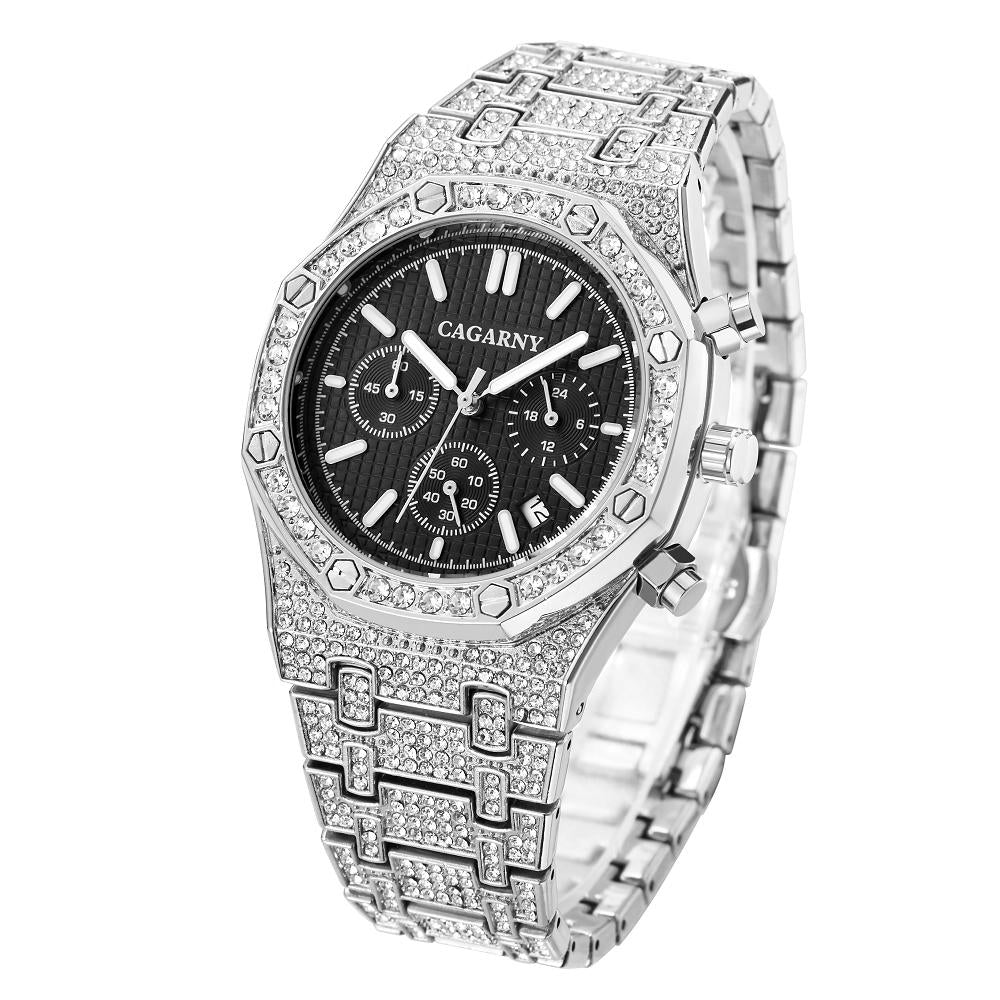 V562-BS4330AW-202508281132-00 Men Stainless Steel Watch with Diamond-studded Dual Movement - Wa0334Sb - Image 1