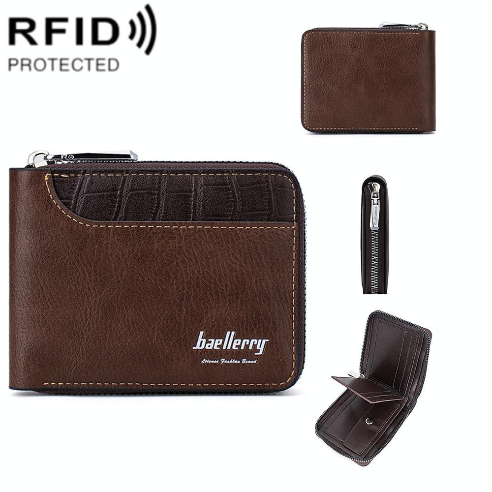 V562-C1006534060DBT-202508281215-00 Secure Rfid Blocking Short Wallet - Anti-theft - Light Brown - Image 1