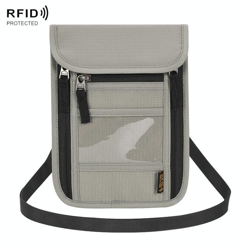V562-C1043254060DBT-202508282026-00 Secure Neck Bag for Passport and Phone - Multi-functional - Grey - Image 1