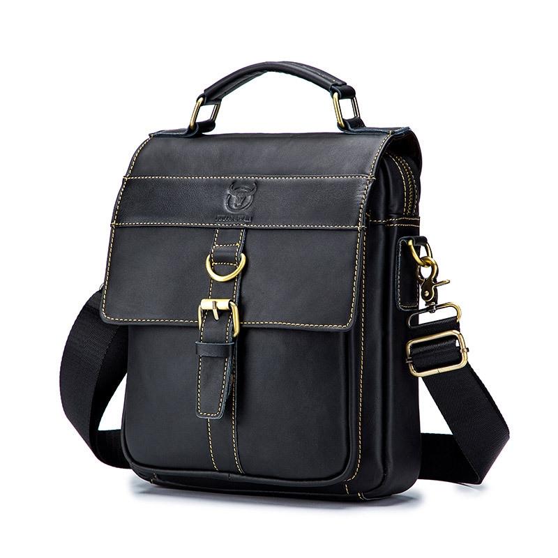 V562-C1069343850DBT-202508291026-00 Retro Leather Men Shoulder Bag First Layer Cowhide - Obsmetrical Black - Image 1